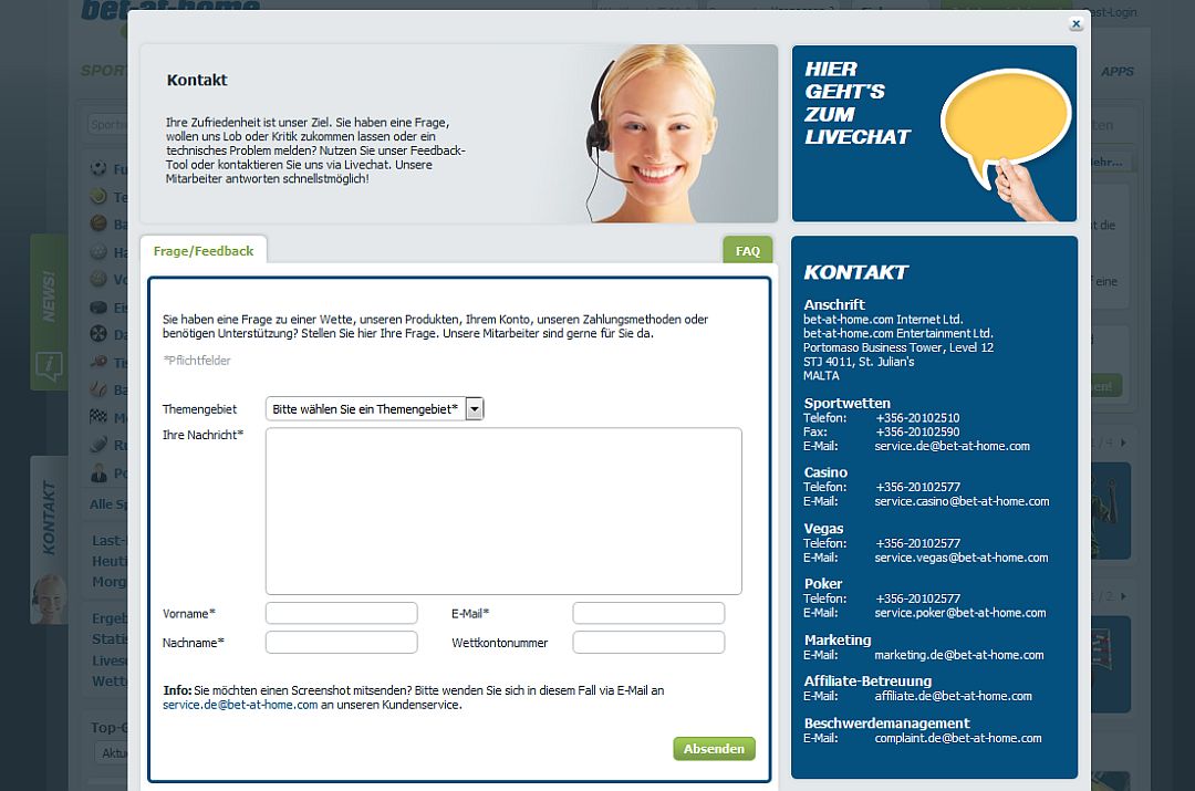 Bet-at-Home Erfahrungsbericht Service