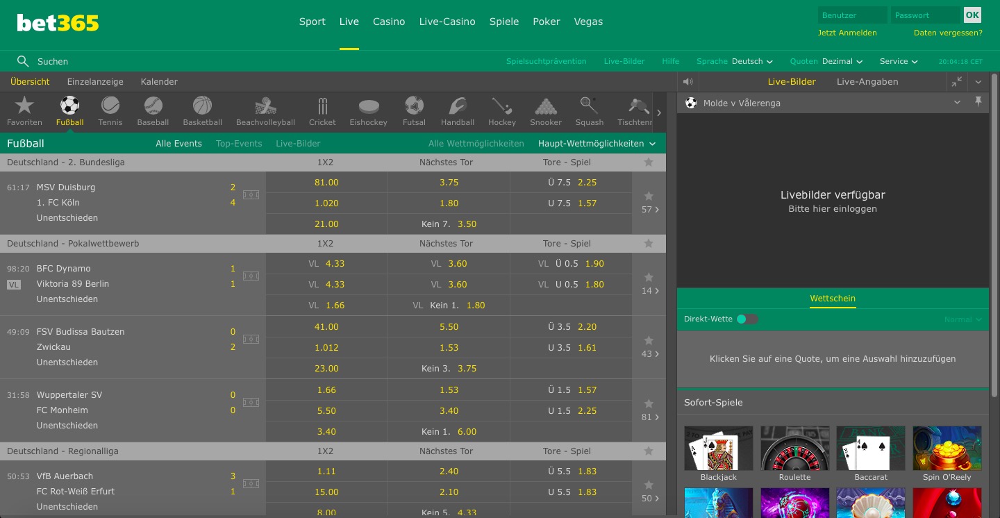 bet365 Test der Live Wetten