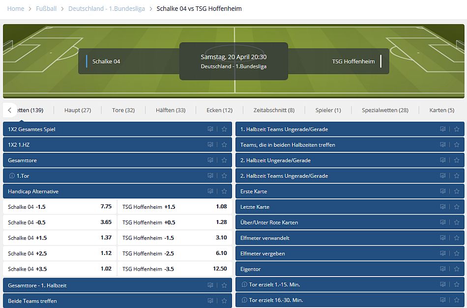 Sunmaker Sportwetten Handicap