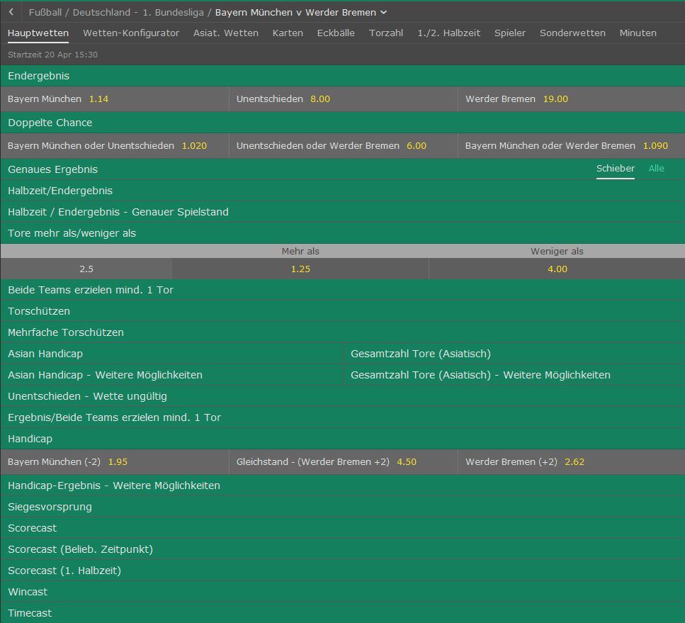 Welche Wettformate gibt es bei bet365?