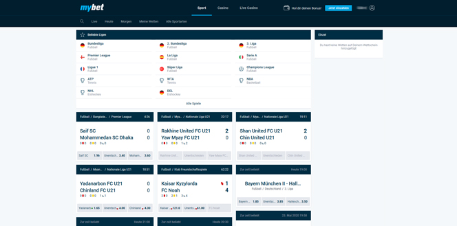 MyBet Sportwetten Startseite