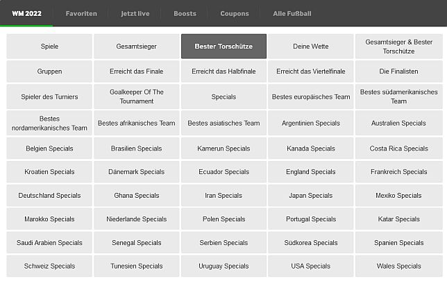 Fußball Weltmeisterschaft 2022 bei Betway